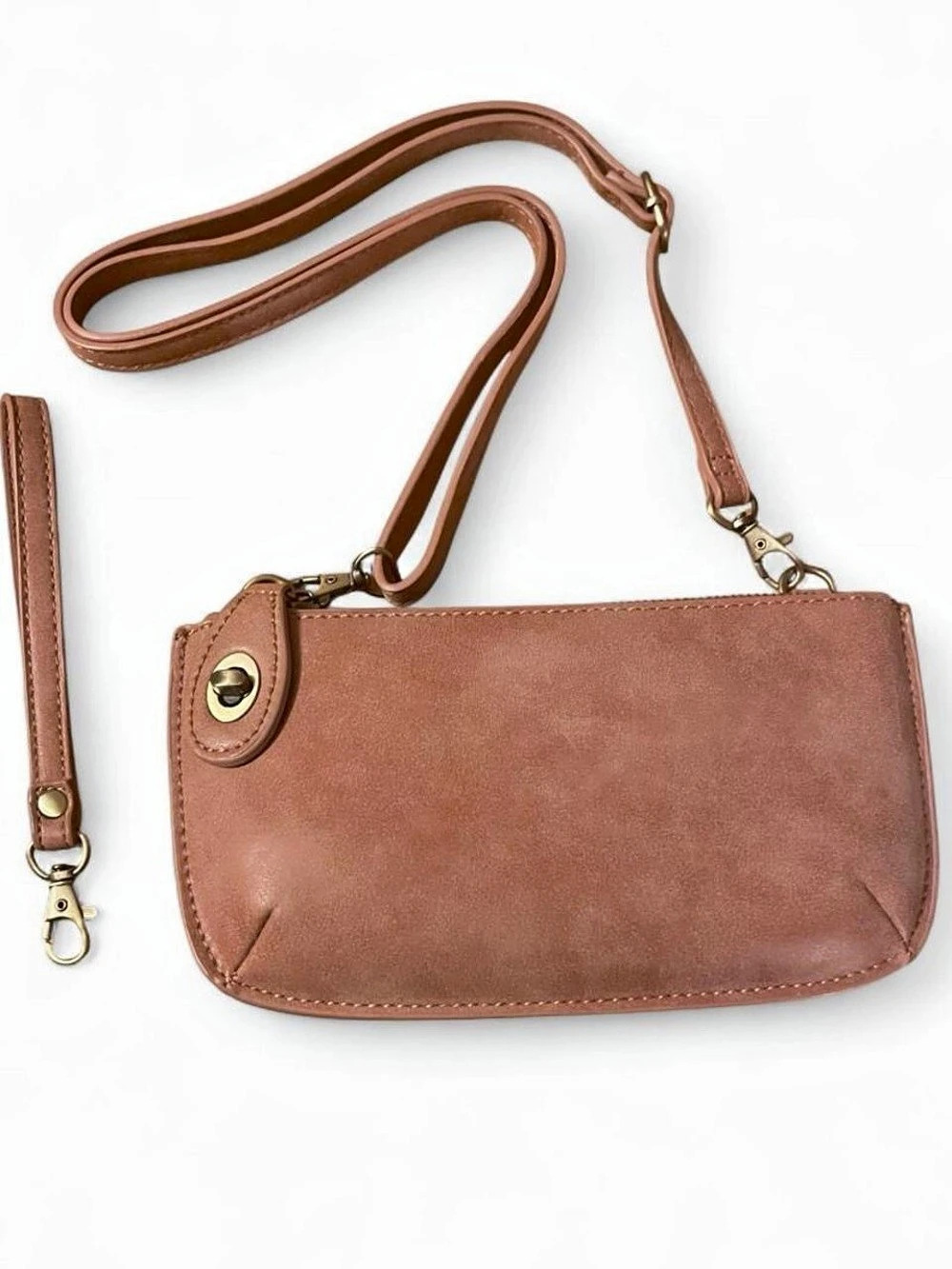 Joy Susan mauve vegan suede leather Crossbody Bag